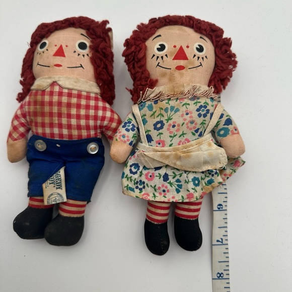 Vintage 70s Original Raggedy Ann & Raggedy Andy 7" Dolls Knickerbocker Tagged - Picture 2 of 7